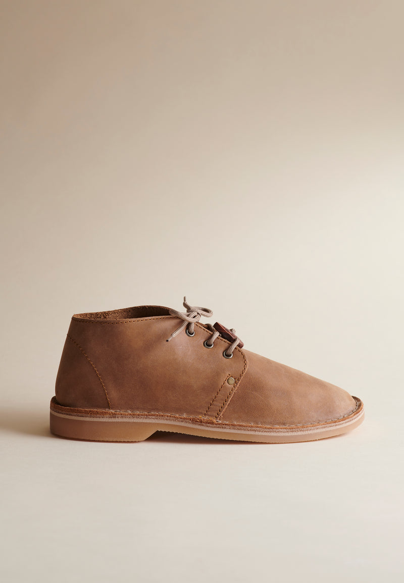 Aviator Tan Crepe Leather Vellies