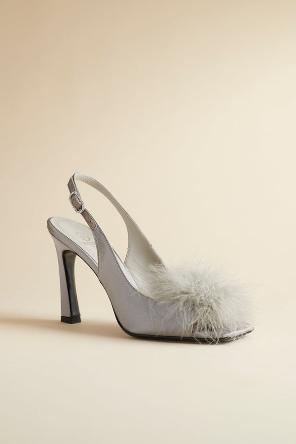 Holly Pump in Grey Satin