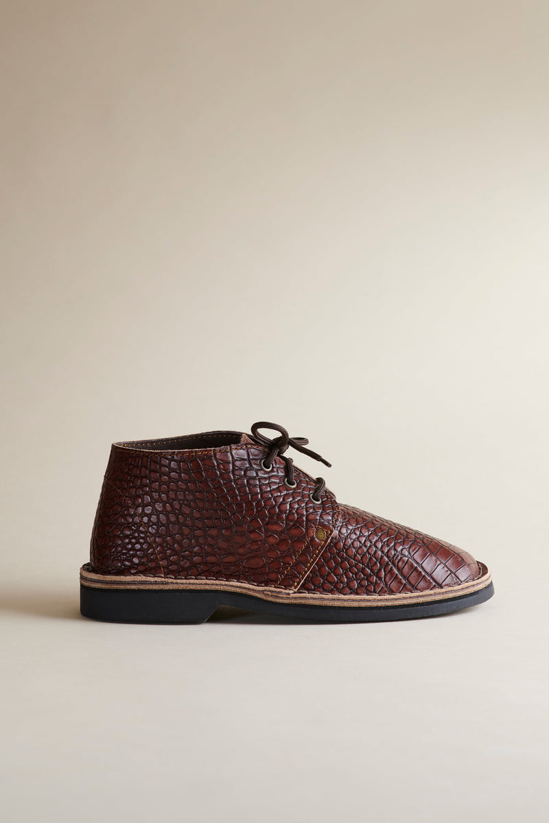Erongo Vellies in Whiskey Croc Leather