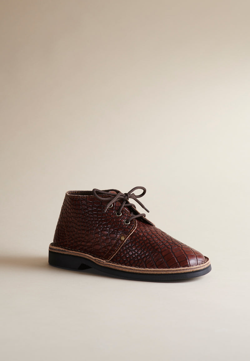 Erongo Vellies in Whiskey Croc Leather