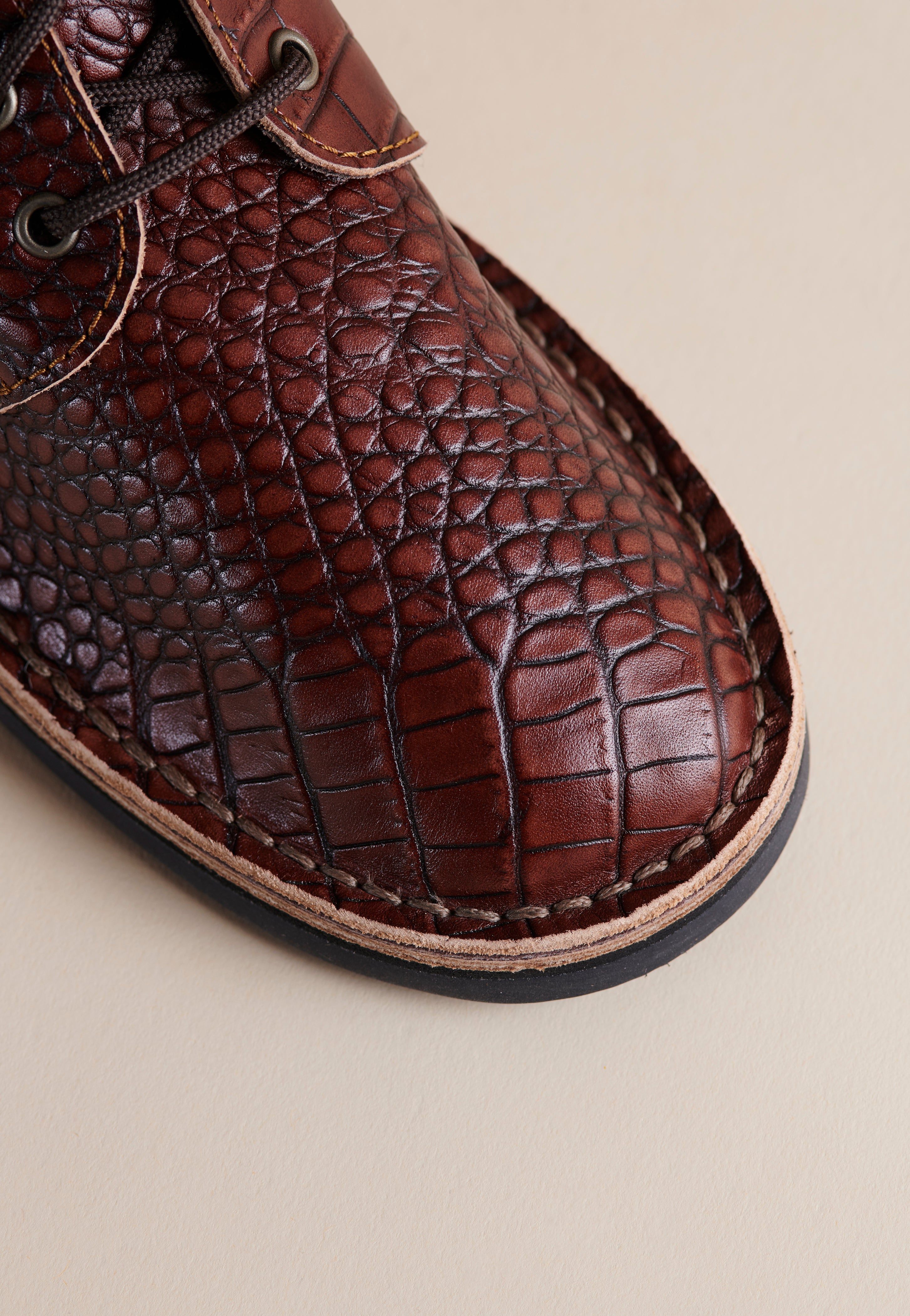 Erongo Vellies in Whiskey Croc Leather