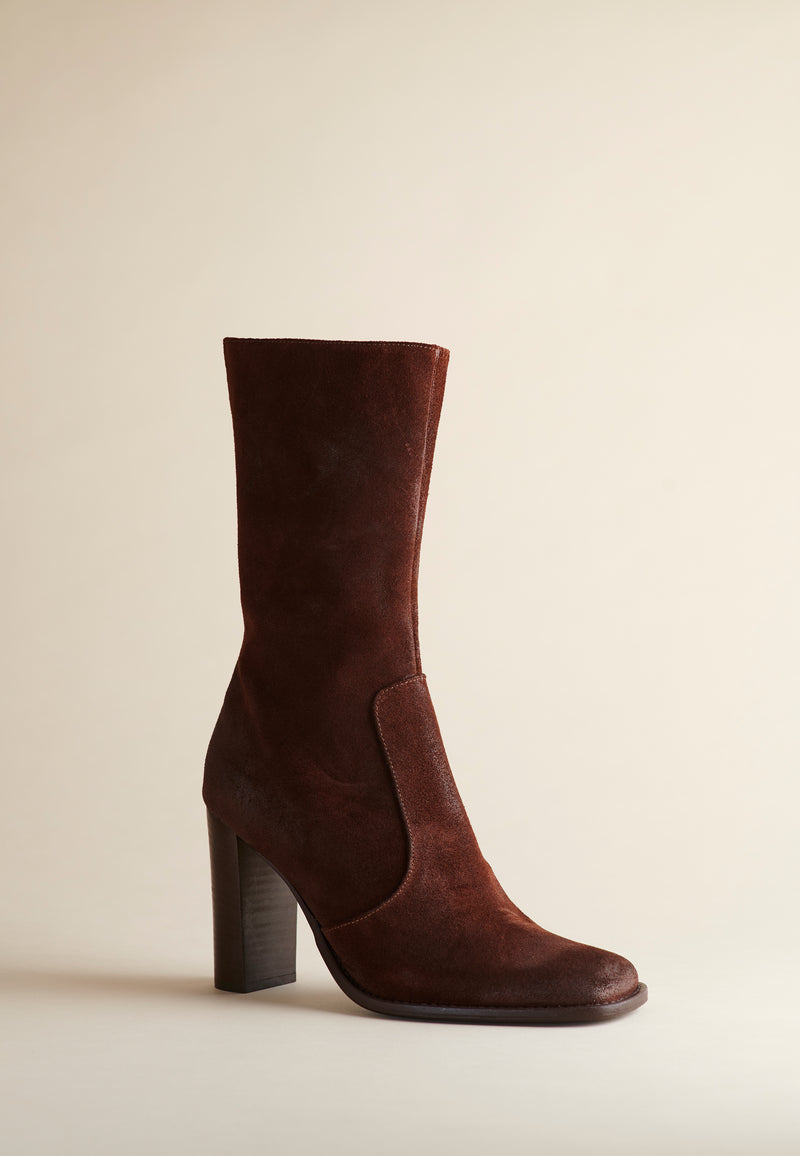Lauryn Boot in Washed Brown Suede