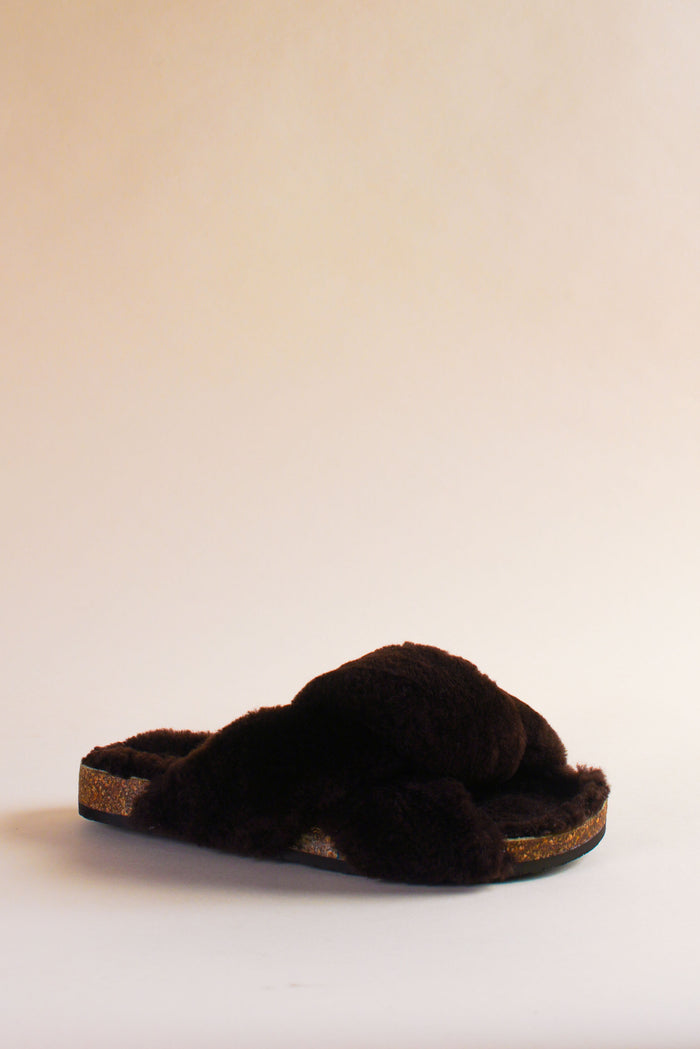 brother vellies Teddy Togo in Espresso Shearling