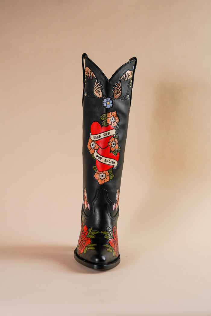 brother vellies My Body My Choice Doodle Cowboy Boot in Midnight