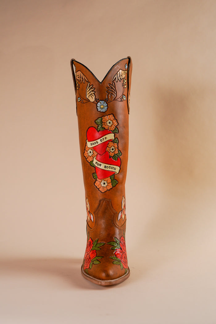 brother vellies My Body My Choice Doodle Cowboy Boot in Caramel
