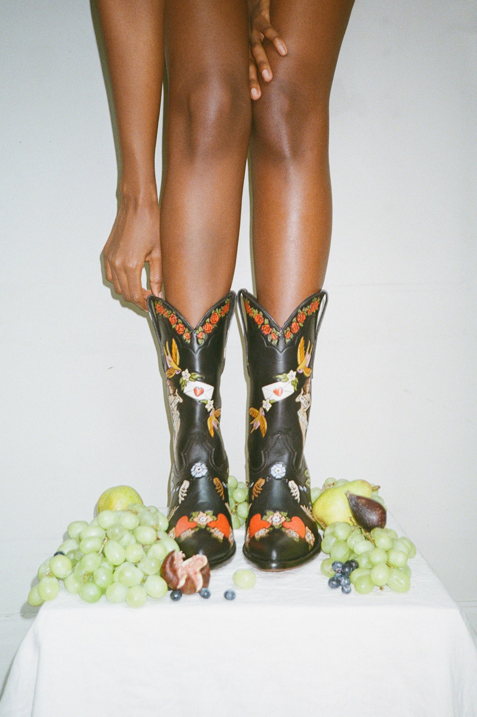 My Body My Choice Doodle Cowboy Bootie in Midnight – Brother Vellies