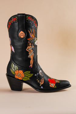 Brother Vellies My Body My Choice Cowboy Bootie in black profile