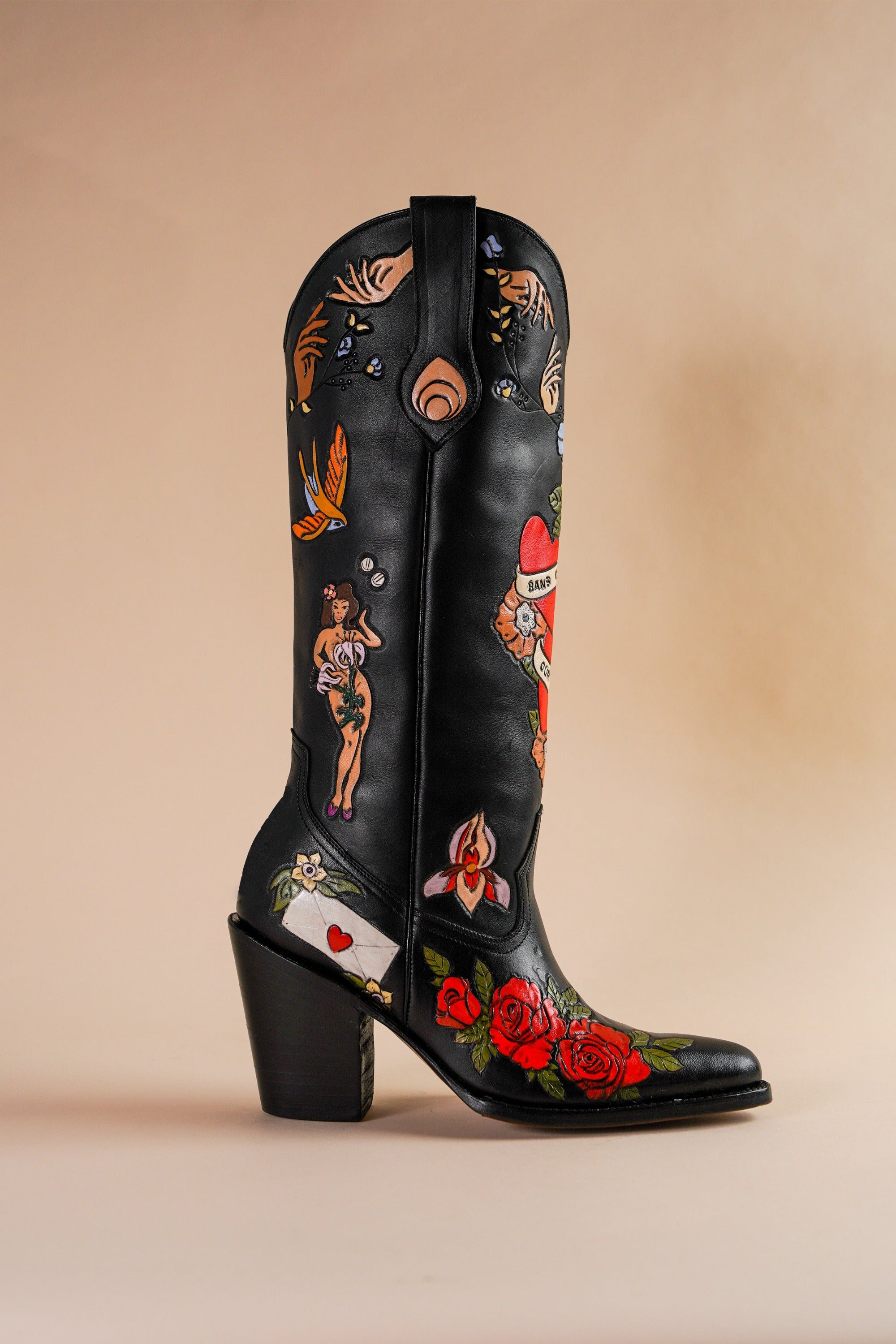 Brother Vellies My Body My Choice Doodle Boot in black profile