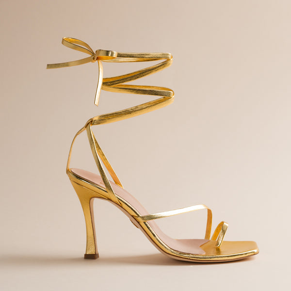 Womens Gold schuh Sadie Strappy Sandal High Heels | schuh