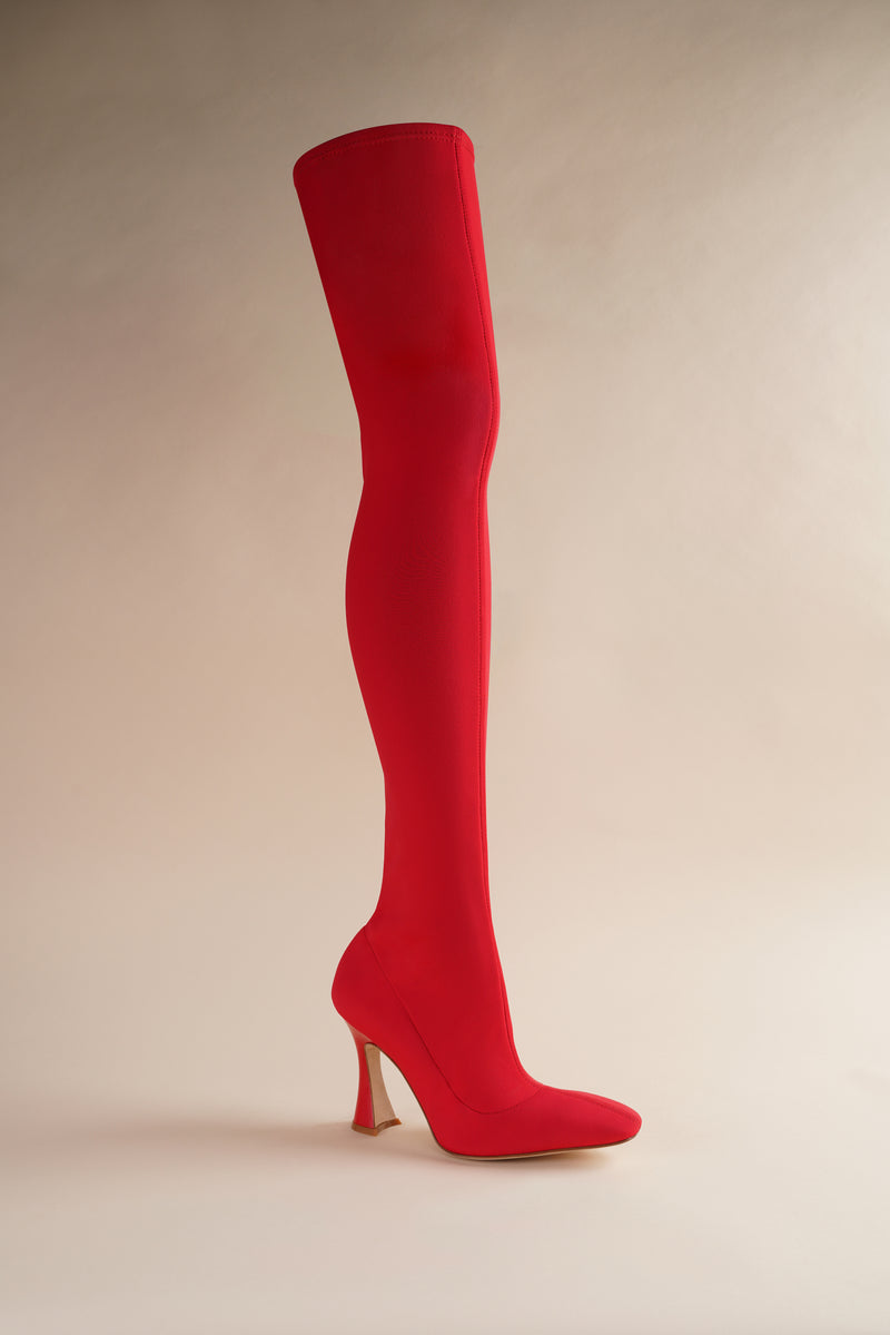 Balenciaga Knife Stiletto Boots, High Heel Boots, Red
